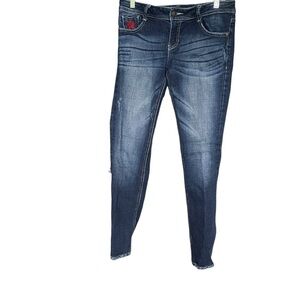 Peoples Liberation Jean women’s blue size 9/10 star accents on pocket GUC